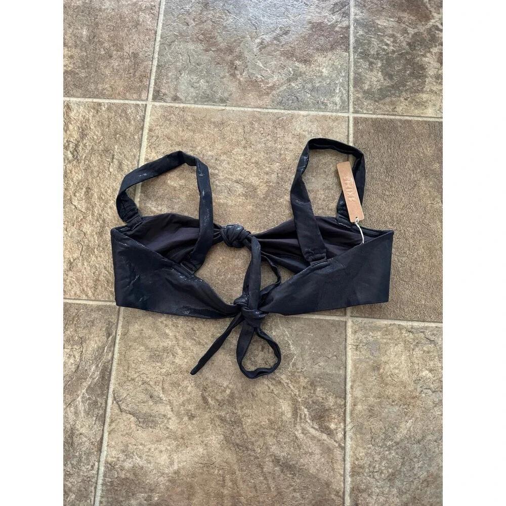 Skims Liquid Shine Swim Bandeau Bikini Top Onyx Size XL